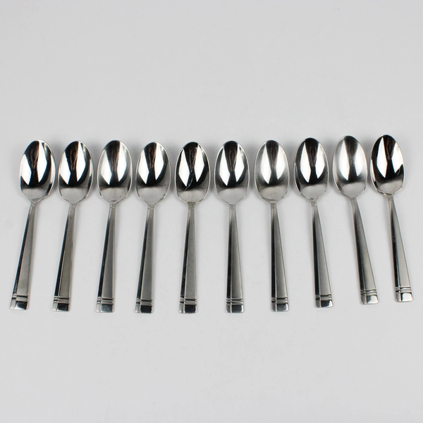 Lot of 10 Oneida Amsterdam Spoons Stainless Steel Glossy Finish Frosted Handle