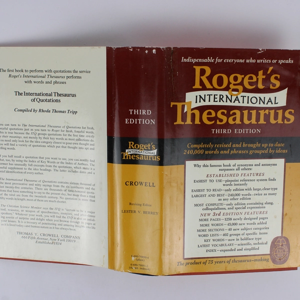 Vintage Roget’s International Thesaurus 3rd Edition 1962 HC DJ Thumb Indexed