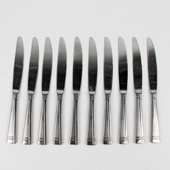 Lot of 10 Oneida Amsterdam Solid Knives Stainless Steel Glossy/Frosted Finish