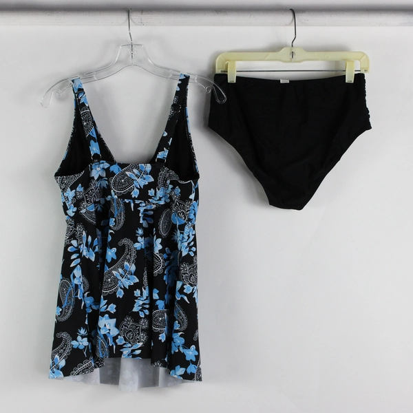 Unbranded Blue Floral Bathing Suit Shirt and Bottoms 2 Piece Women's Size Large