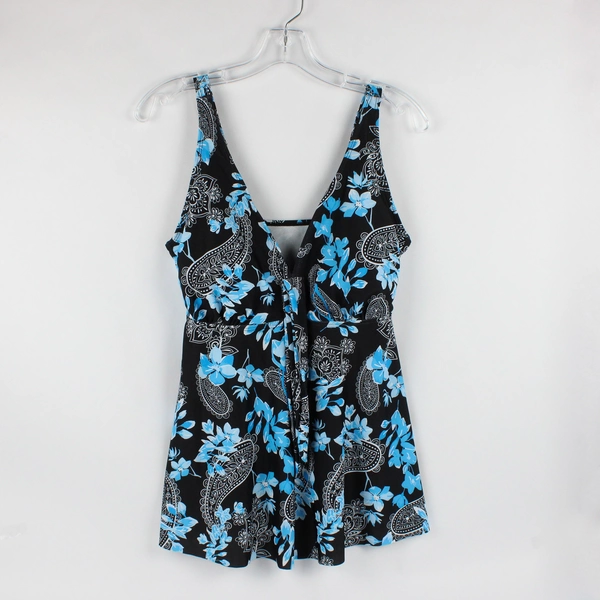 Unbranded Blue Floral Bathing Suit Shirt and Bottoms 2 Piece Women's Size Large