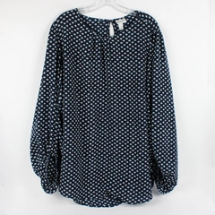 Ava & Viv Women's 3X Balloon Long Sleeve Polka Dot Blouse