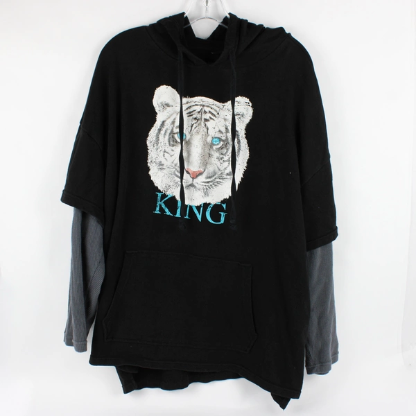 No Boundaries Unisex 3XL Black and Gray Layered Hoodie