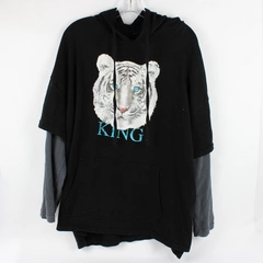 No Boundaries Unisex 3XL Black and Gray Layered Hoodie