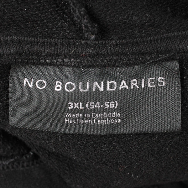 No Boundaries Unisex 3XL Black and Gray Layered Hoodie