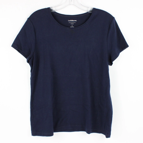 Croft & Barrow Women's L Classic Tee Short Sleeve Navy Blue