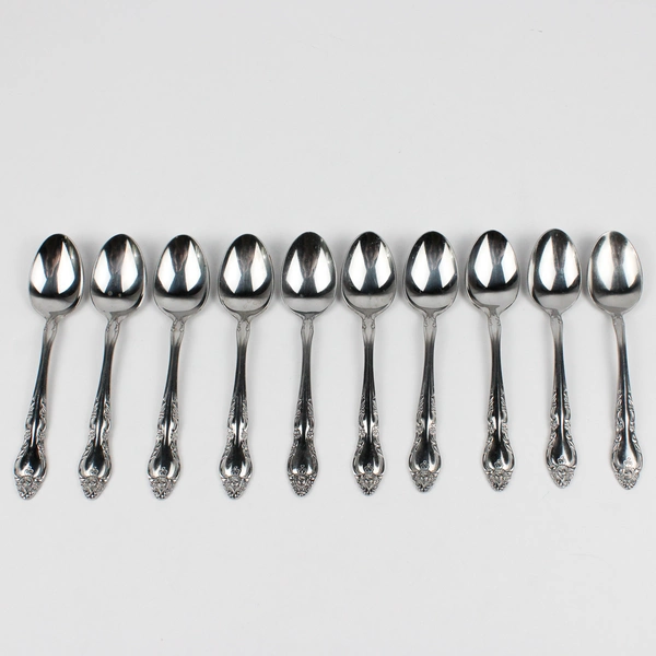 Lot of 10 Oneida Malmaison Place Spoons Northern Stainless Steel Glossy Finish 