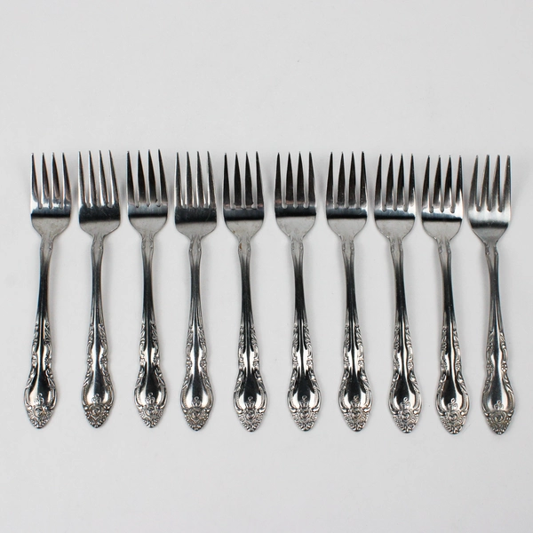 Lot of 10 Oneida Malmaison Salad Forks Northern Stainless Steel Glossy Finish 