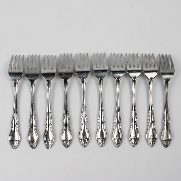 Lot of 10 Oneida Malmaison Salad Forks Northern Stainless Steel Glossy Finish 