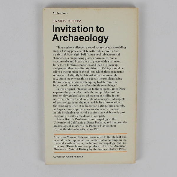 VTG 1967 Invitation to Archaeology James Deetz PB American Museum Science Books