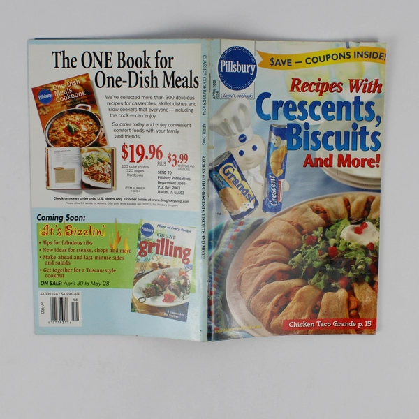 Pillsbury Classic Cookbooks Recipes With Crescents Biscuits And More! Apr 2002 