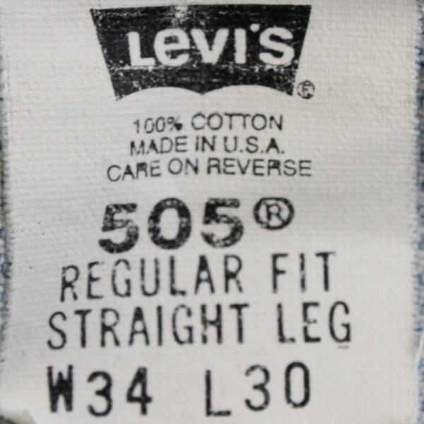 Levi's 505 Regular Fit Straight Leg W34 L30 Light Wash