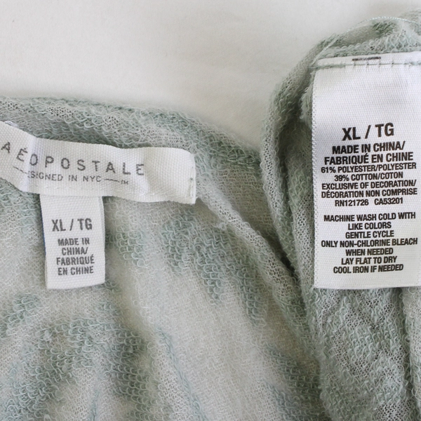 Aeropostale Women's XL Green Blouse with Lace Detail