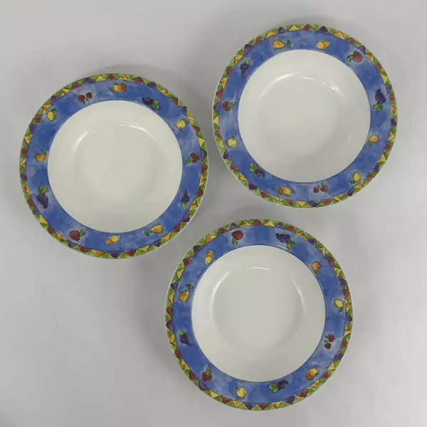 Set of 3 Sango The Sweet Shoppe Wide Rimmed Blueberries Soup Bowls By Sue Zipkin