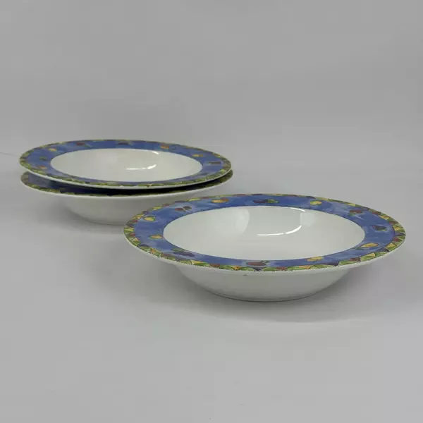 Set of 3 Sango The Sweet Shoppe Wide Rimmed Blueberries Soup Bowls By Sue Zipkin