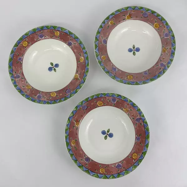 3 Sango The Sweet Shoppe Cranberry Twirl Wide Rim Soup Or Pasta Bowls Sue Zipkin