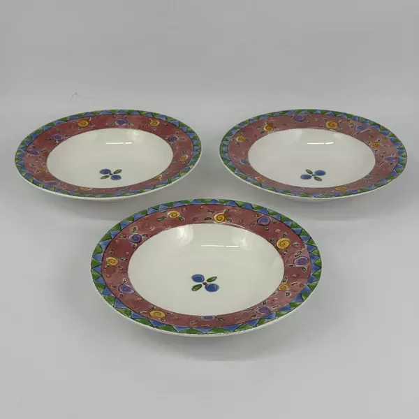 3 Sango The Sweet Shoppe Cranberry Twirl Wide Rim Soup Or Pasta Bowls Sue Zipkin