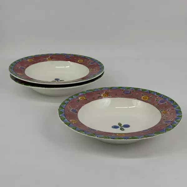 3 Sango The Sweet Shoppe Cranberry Twirl Wide Rim Soup Or Pasta Bowls Sue Zipkin