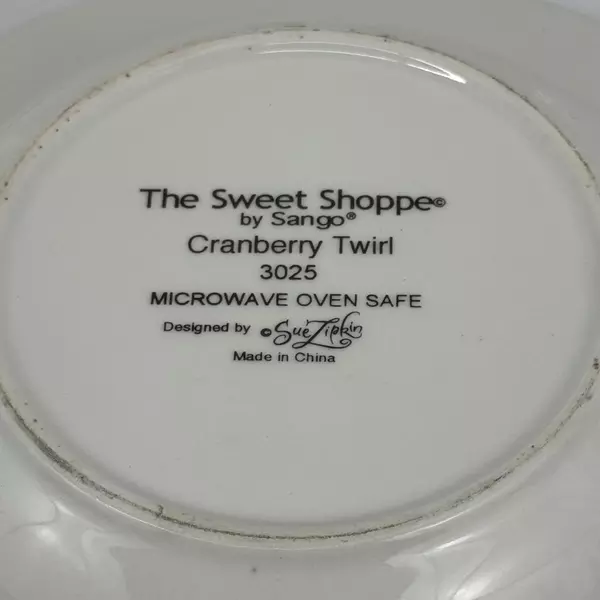 3 Sango The Sweet Shoppe Cranberry Twirl Wide Rim Soup Or Pasta Bowls Sue Zipkin