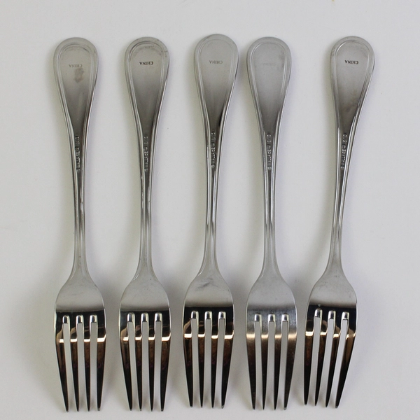 Lot Of 5 Wallace Silver Royal Thread (Stainless) Flatware Salad Forks 7.25" Long