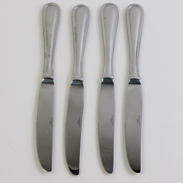 Lot Of 4 Wallace Silver Royal Thread (Stainless) Flatware Dinner Knives 9" Long