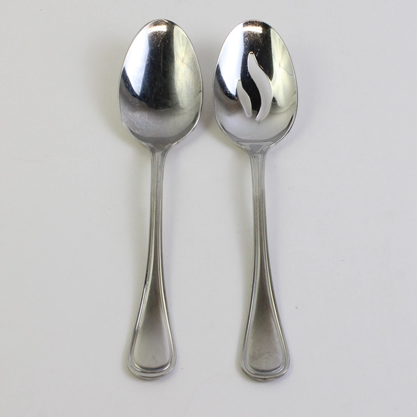 Lot Of 2 Wallace Silver Royal Thread (Stainless) Flatware Serving Spoons