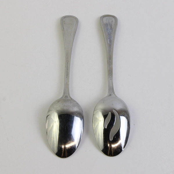 Lot Of 2 Wallace Silver Royal Thread (Stainless) Flatware Serving Spoons