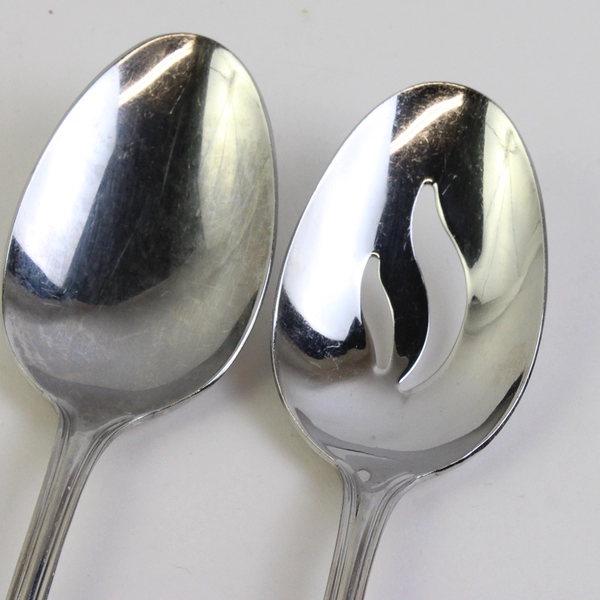 Lot Of 2 Wallace Silver Royal Thread (Stainless) Flatware Serving Spoons