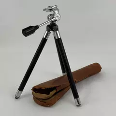 Vintage Black Kalimar P-8 Telescoping Camera Tripod with Leather Case