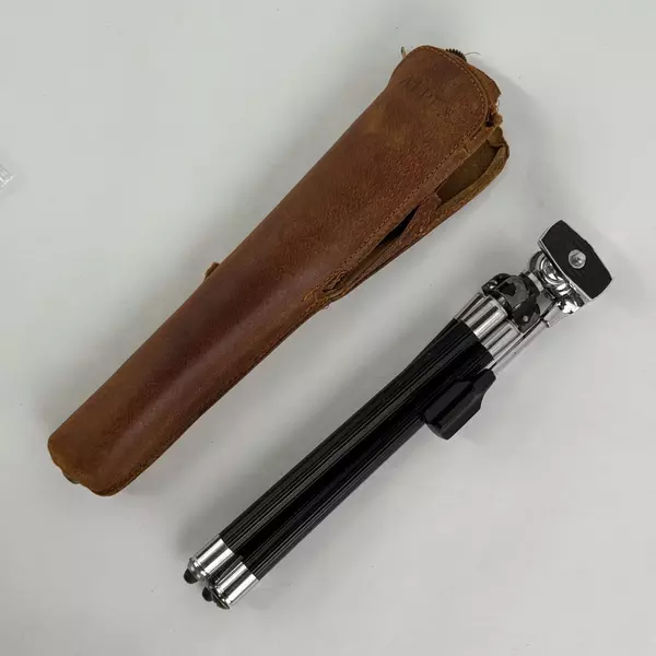 Vintage Black Kalimar P-8 Telescoping Camera Tripod with Leather Case