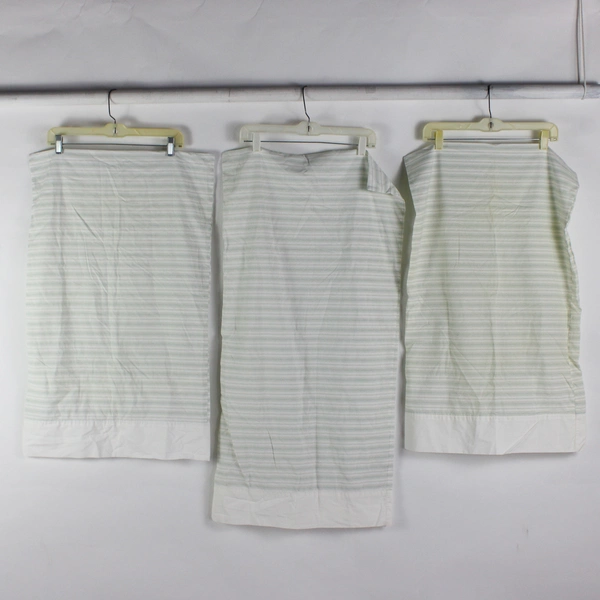 Lot Of 3 Pottery Barn Matching Green Striped Pillowcases 2 Standard & 1 King