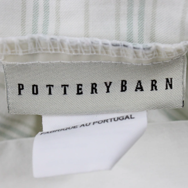 Lot Of 3 Pottery Barn Matching Green Striped Pillowcases 2 Standard & 1 King