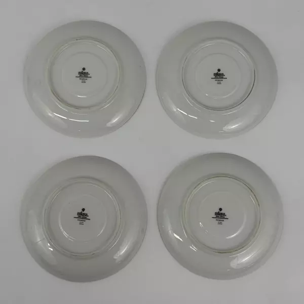Lot of 4 Mikasa Fine China Primrose Cup & Saucer Sets Platinum Trim 8194