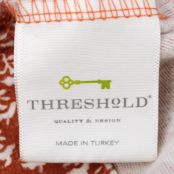 Lot Of 2 Matching Threshold 100% Cotton Pillowcase Brown/White 19.5" x 29"