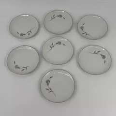 Set of 7 Mikasa Primrose Bread Plates With Platinum Rims 6.25 Inch