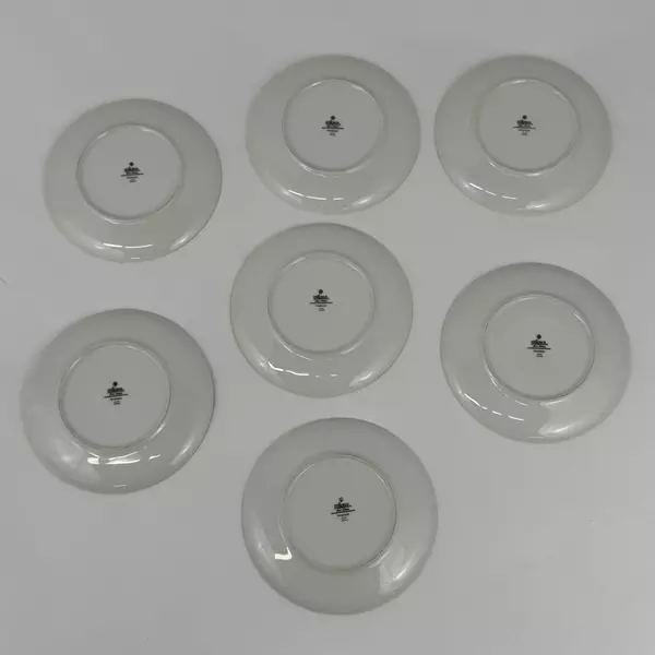 Set of 7 Mikasa Primrose Bread Plates With Platinum Rims 6.25 Inch