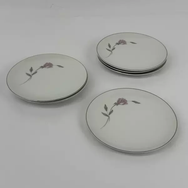 Set of 7 Mikasa Primrose Bread Plates With Platinum Rims 6.25 Inch