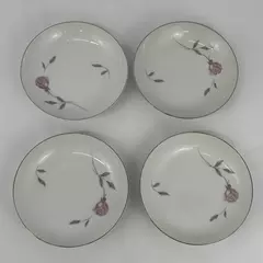 Set of 4 Mikasa Primrose Coupe Soup Bowls With Platinum Rim 7.5 Inch