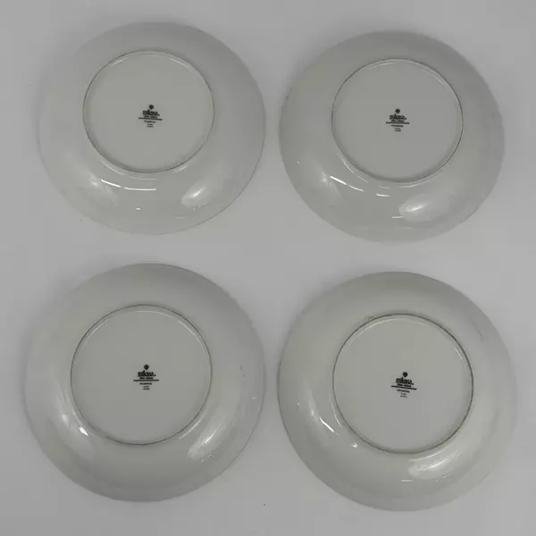 Set of 4 Mikasa Primrose Coupe Soup Bowls With Platinum Rim 7.5 Inch