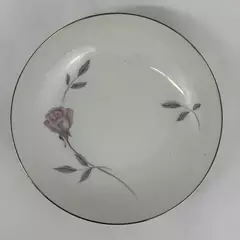 Mikasa Fine China Primrose 8194 Round Vegetable Dish Platinum Rim 9.25 Inch