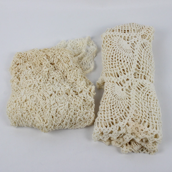 Lot of 2 Handmade Crochet Dresser Scarves for DIY Upcycling FLAWED