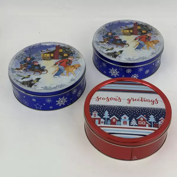 3 Empty Christmas Tins Kelsen Original Danish Butter Cookies Season Greetings