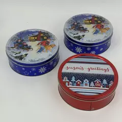 3 Empty Christmas Tins Kelsen Original Danish Butter Cookies Season Greetings