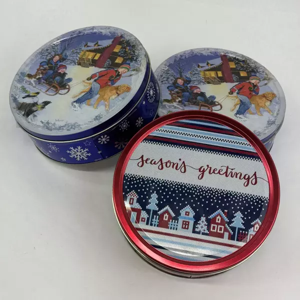 3 Empty Christmas Tins Kelsen Original Danish Butter Cookies Season Greetings