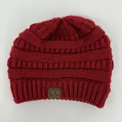 C.C Women Trendy Chunky Soft Ribbed Cable Knit Skull Cap Beanie Hat