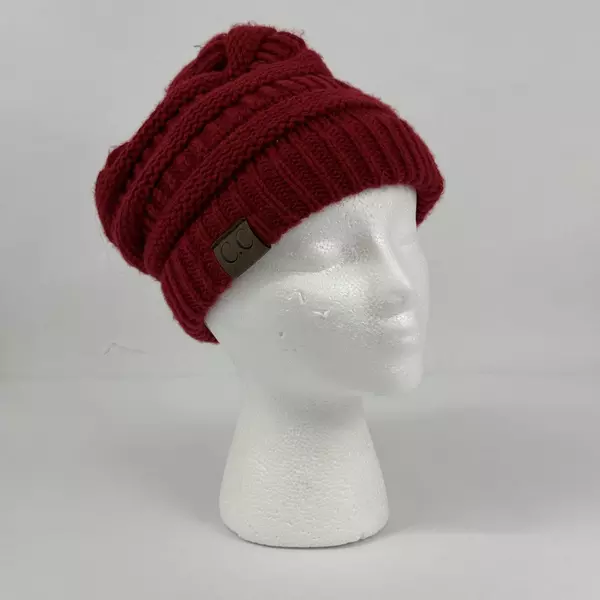 C.C Women Trendy Chunky Soft Ribbed Cable Knit Skull Cap Beanie Hat