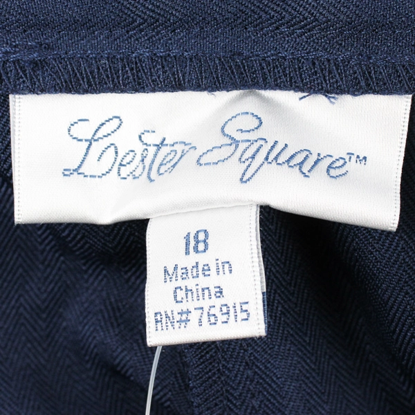 Lester Square Women's 18 Navy Pleated Dress Pants