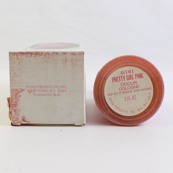 Vintage Avon Little Pink Blue Decanter Somewhere Cologne (Full Bottle, 3 Oz)