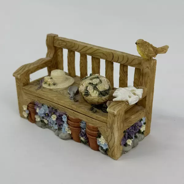 1995 Dezine Hand Painted Garden Bench Trinket Box 