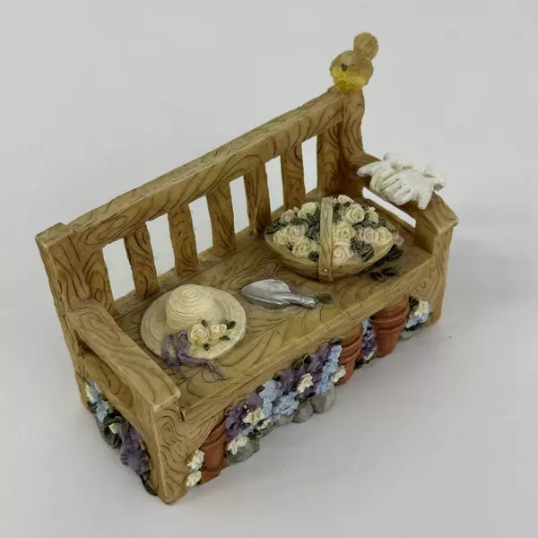 1995 Dezine Hand Painted Garden Bench Trinket Box 